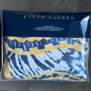 New Ralph Lauren Parrot Cay Rhylee King Duvet Cover Blue Yellow Cotton MSRP $430